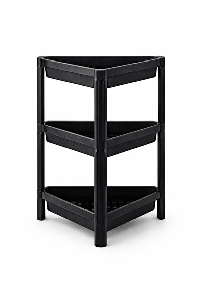 Eom Corner storage shelf with 3 levels, plastic, black