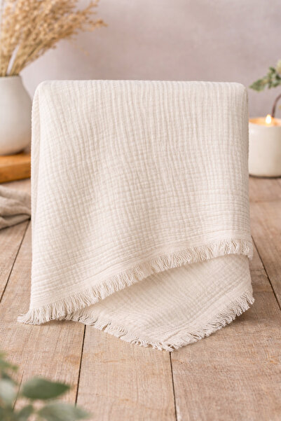 Bubito Four Layers Tasseled Organic Cotton Pieces Muslin Blanket 100X115 Cm-B...