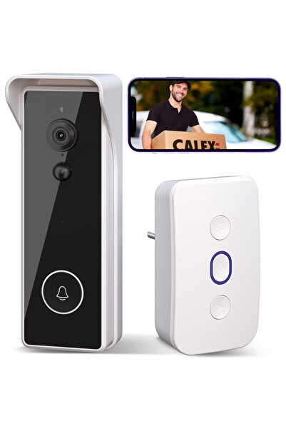 Calex Smart video doorbell 2K HD, Wi-Fi, two-way audio, motion sensor, Black