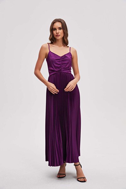 menta Sleeveless plain ruffled midi dress