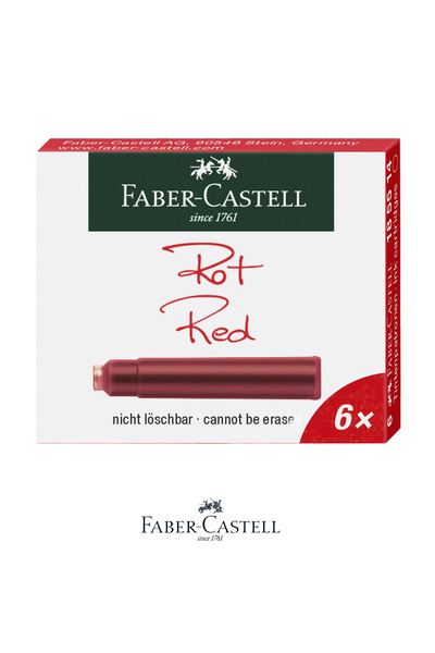 Faber Castell Faber-Castell Erasable Vibrant Red Ink Pen Cartridges Set of 6