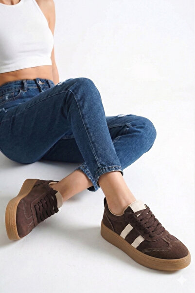 Bak Store Gorko smeđe Antilop retro ženske sportske cipele sa vezanim i proši...