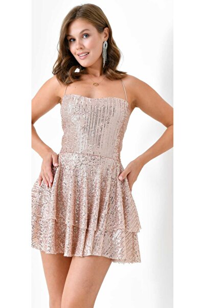 Hanife Glam Couture Hanife Glam prenses payet mini elbise