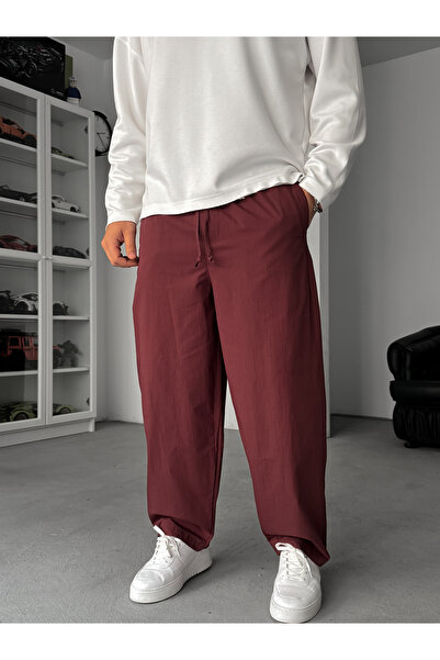 BYBASICMAN Burgundy Slim Loose Fit Pants Jj-118