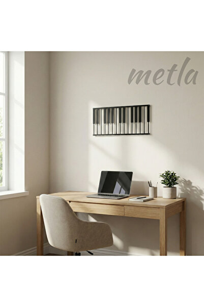 Metla Metal Piyano Tuşları Modern Metal Duvar Tablosu Müzik Odası Stüdyo Salo...