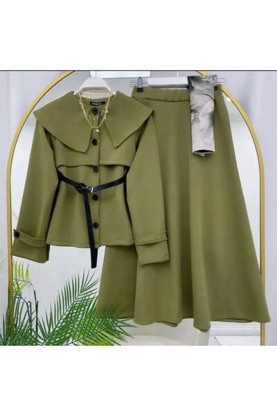 modasindoma Set de damă Vintaga cu guler, verde