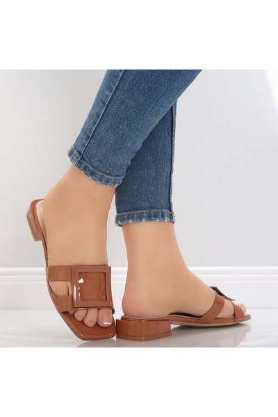 Botinelli Women's Brown Slippers Made of Patent Leather Agavi, 36