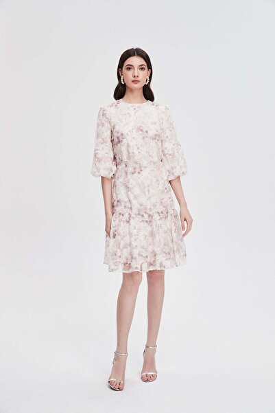 menta Half-sleeve floral short dress