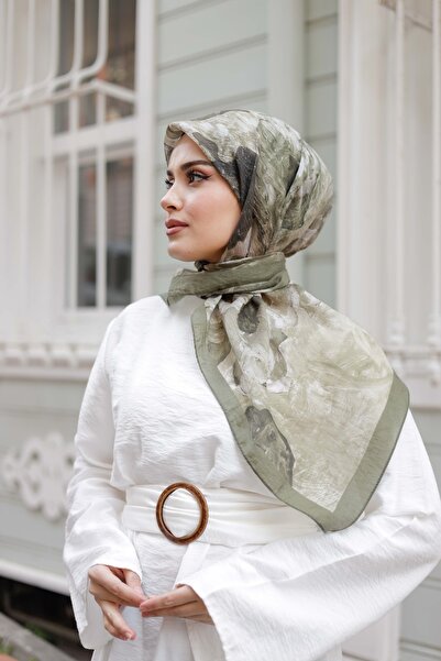 ipekistanbul Tensel Eşarp - Ebruli Desen - Yeşil