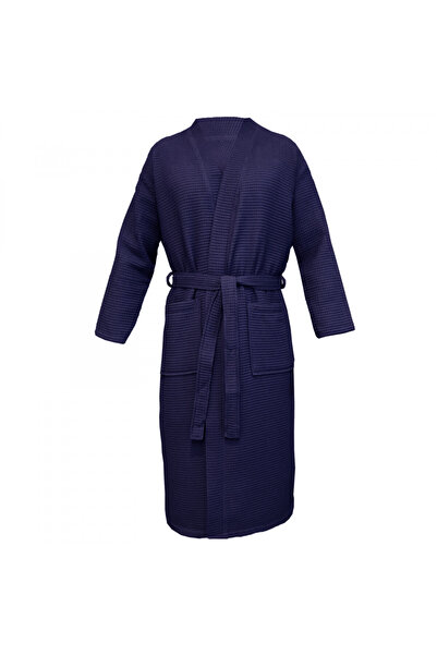 Homelevel Unisex Waffle Pique Bathrobe, M, Blue, Cotton, 54916.04.2