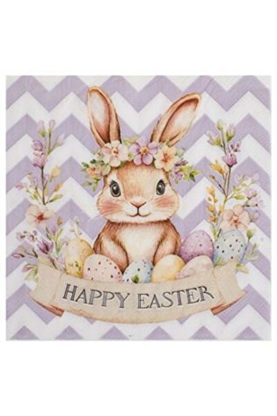 SHOPIENS Napkins with 2 Layers White Lilac Easter Bunny Colored Eggs Flowers ...