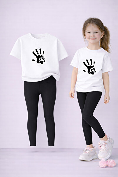 VODEXA Set tricou și colanți elastici pentru fete, 100% bumbac, imprimeu PATİ...