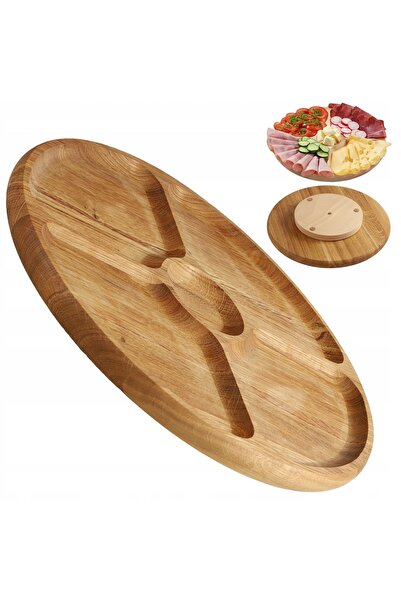 KADAX Rotating Board for Serving Snacks, Appetizers, Cheese Platter 4 Compart...