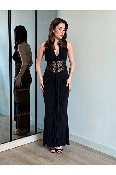 ROUPAS COLLECTİON Dantel Detay Uzun Elbise