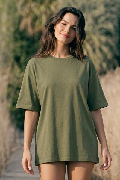 COMBİNE MİCHAİL Ženska majica kratkih rukava okrugla kragna kaki boje