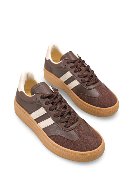 Solo Bag Pantofi sport unisex maro cu talpă groasă, cu șireturi, cu dungi din...