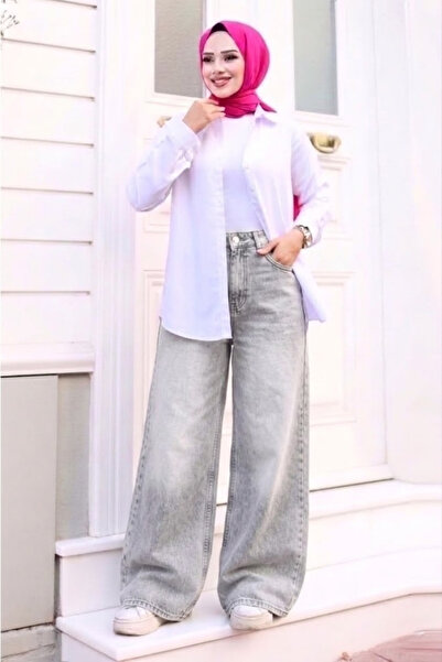 Tesettür Diyarı Women's Retro Baggy Jeans - Gray