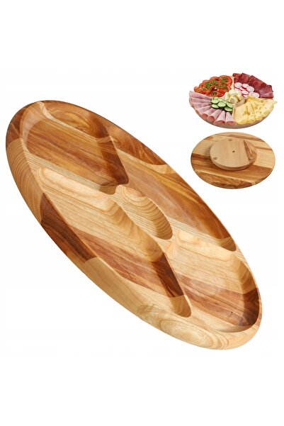 KADAX Rotating Board for Serving Snacks, Appetizers, Cheese Platter 4 Compart...