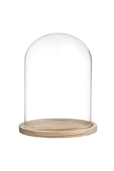 SHOPIENS Cupolă decorativă din sticlă cu bază din lemn Ø20 x 31 cm