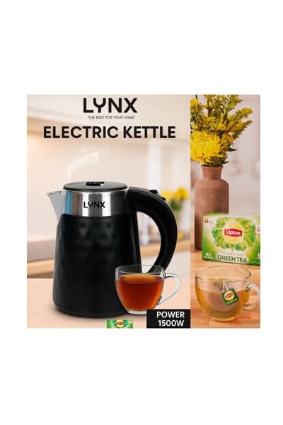 LYNX غلاية كهربائية بهيكل من الفولاذ المقاوم للصدأ، سعة 1.8 لتر KT-2109