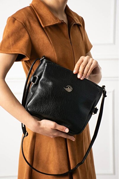 MILANOFOX Women's Black Soft Leather Daily Crossbody Bag – 3-Compartment Zipp...