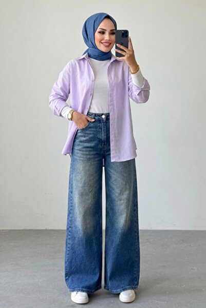 Tesettür Diyarı Women's Extra Baggy Jeans - Vintage Denim Blue