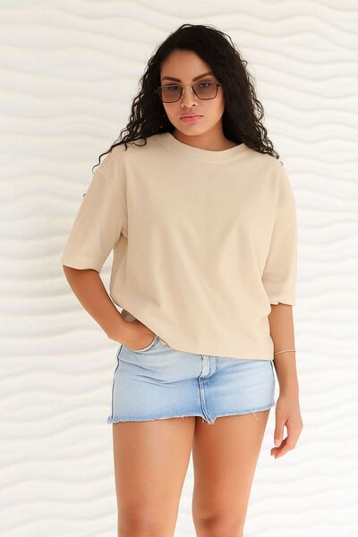 E-ROMA Plain Oversized Unisex T-Shirt Ycb5