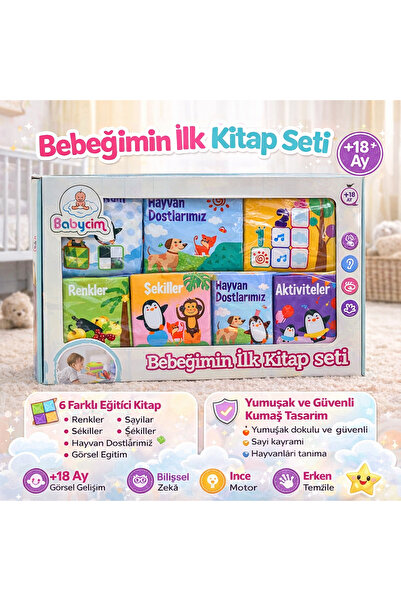 NUNU Bebeğimin İlk Kitap Seti 6’lı Eğitici Bebek Soft Kitapları Renkler Sayıl...