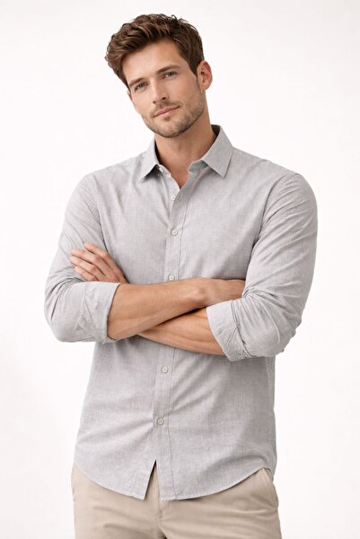 Danger Cămașă premium pentru bărbați, cu bumbac aspecturi, în in culori, bej