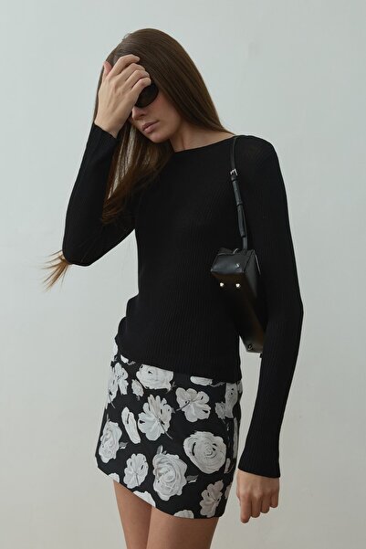Suud Collection Black Ray Rebrasto pletena bluza