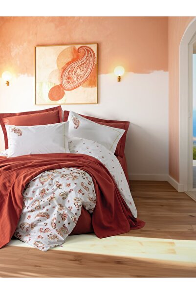 Cotton Box Set de lenjerie de pat dublu Vivid Paisia Cinnamon