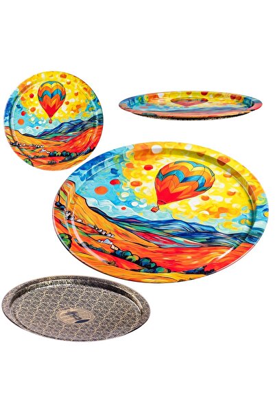 KADAX Decorative Serving Tray, Round, Large, Balloon, Metal, 32.5 cm