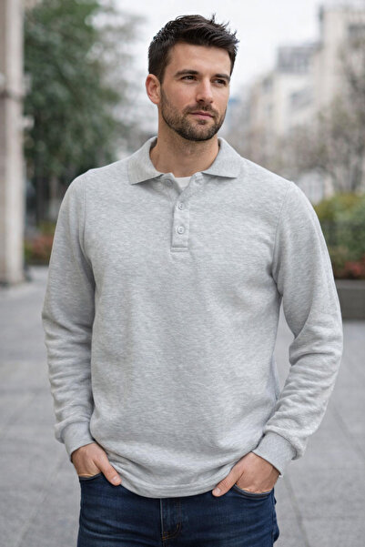 Lion سويت شيرت بياقة بولو وأكمام طويلة بثلاثة خيوط