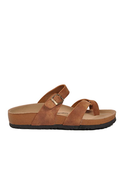 Pierre Cardin Tan Double Striped Lightweight Women's Casual Slipper Pc-7547 Z