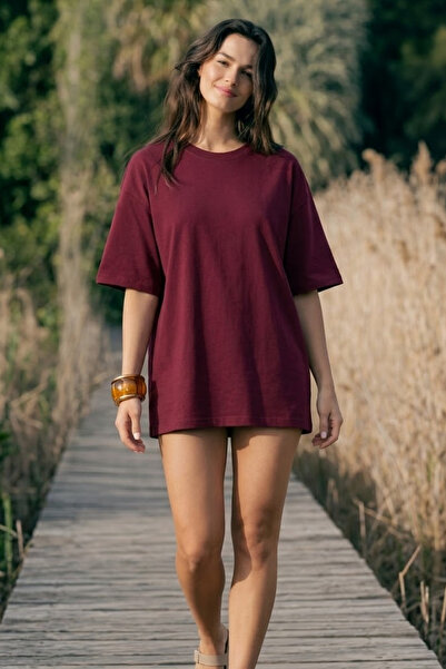 COMBİNE MİCHAİL Ženska majica kratkih rukava okrugla kragna tamnocrvena