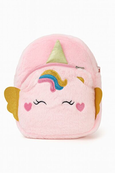 OEM Pink Plush Unicorn Backpack for Kids, Winged Model, 35x30 cm, Very Soft