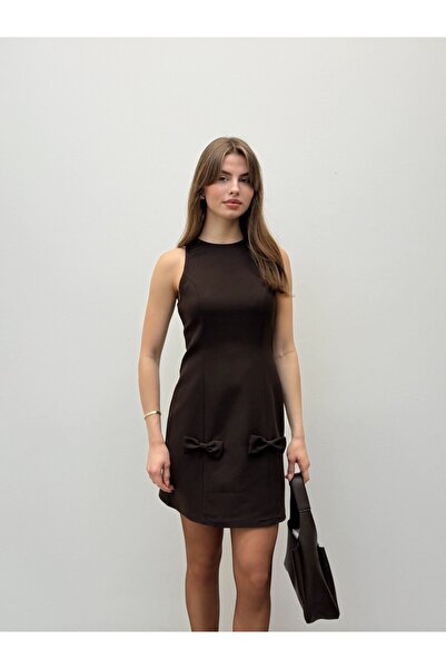 Maldia Shop Valeria Sa mašnom Smeđa haljina