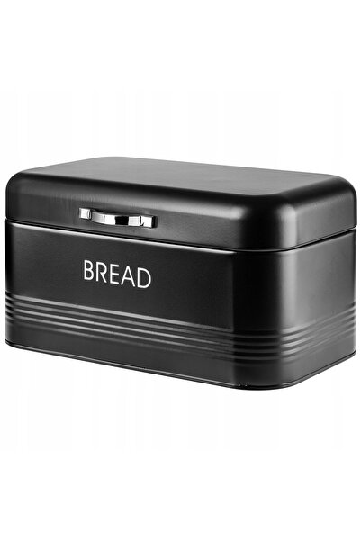 KADAX Bread Bin Black Metal Bread Container Bread Rolls Large Modern