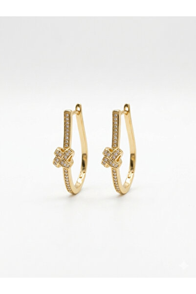 stainles steel Altın Renkli İşlemeli Modern Klasik Küpe