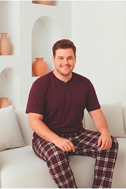 FORMO Men's 100% Natural Cotton Plaid Piece Short Sleeve Buttoned High Qualit...