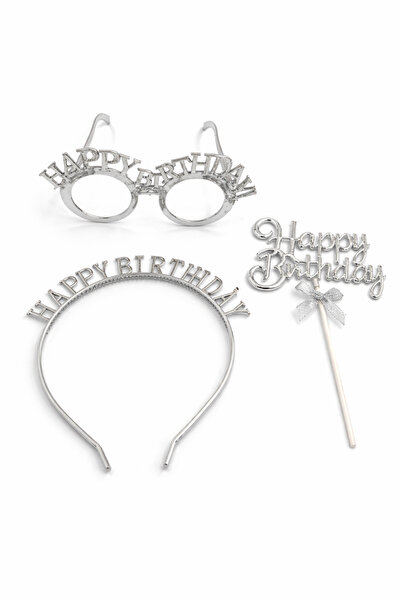 PARTİPORT Happy Birthday Doğum Günü Seti – Taç, Happy Birthday Gözlük ve Past...