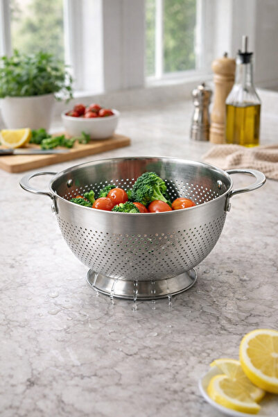 welcomein Küçük Boy Paslanmaz Çelik Gastro Süzgeç – İnce Delikli, Ergonomik K...