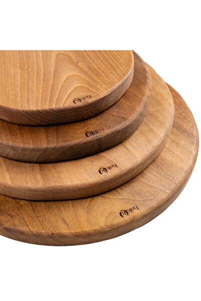 Hakiki Store Handmade Natural Round Walnut 4-Piece Cutting and Presentation B...
