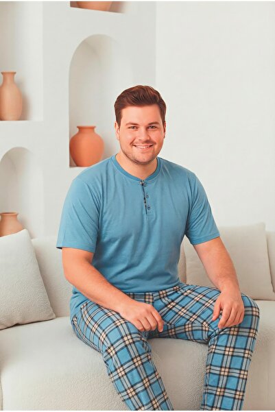 FORMO Men's 100% Natural Cotton Plaid Piece Short Sleeve Buttoned High Qualit...