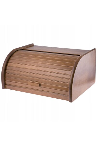 KADAX Wooden Bread Bin for Bread Rolls Large Solid Brown