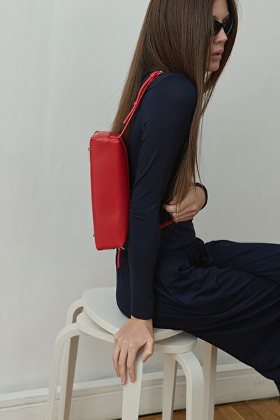 Suud Collection Red Mervie Baguette Bag