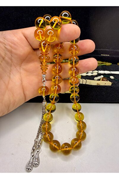 İskenderun Tesbihcilik German Game Dice Like Glass, 12 mm Size Fire Amber Pra...