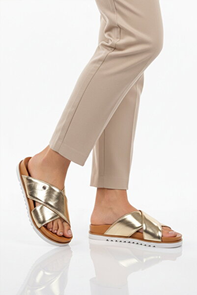 Pierre Cardin Χρυσό σταυρωτό λουράκι Ελαφρύ γυναικείο καθημερινό Παντόφλες PC...