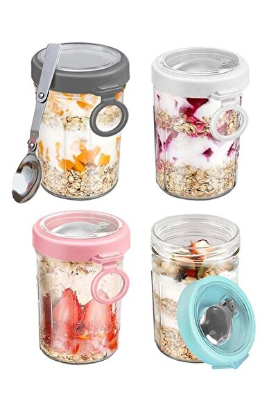 Arabest 4-Pack Overnight Oats Jars, 16oz Glass Containers with Lid and Spoon,...