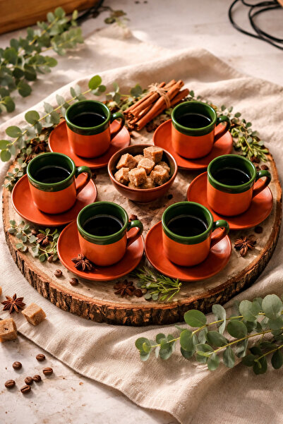 DestiHome Earthenware Glazed Handmade Cup Set of 6